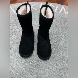 UGG Kids Black Boots with Soft Cream Interior